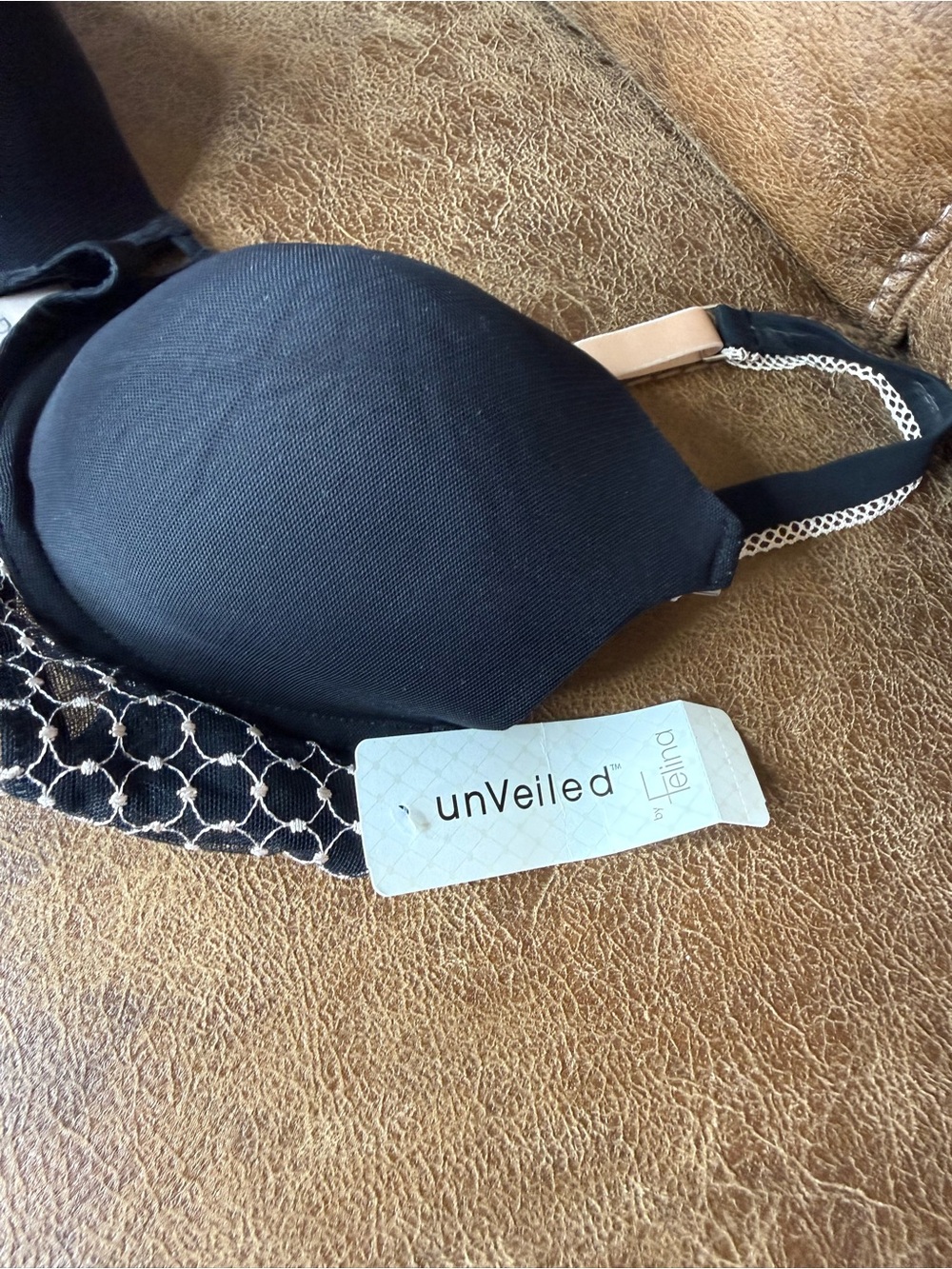 Felina Black UnVeiled Smooth Padded Bra with Mesh Trim